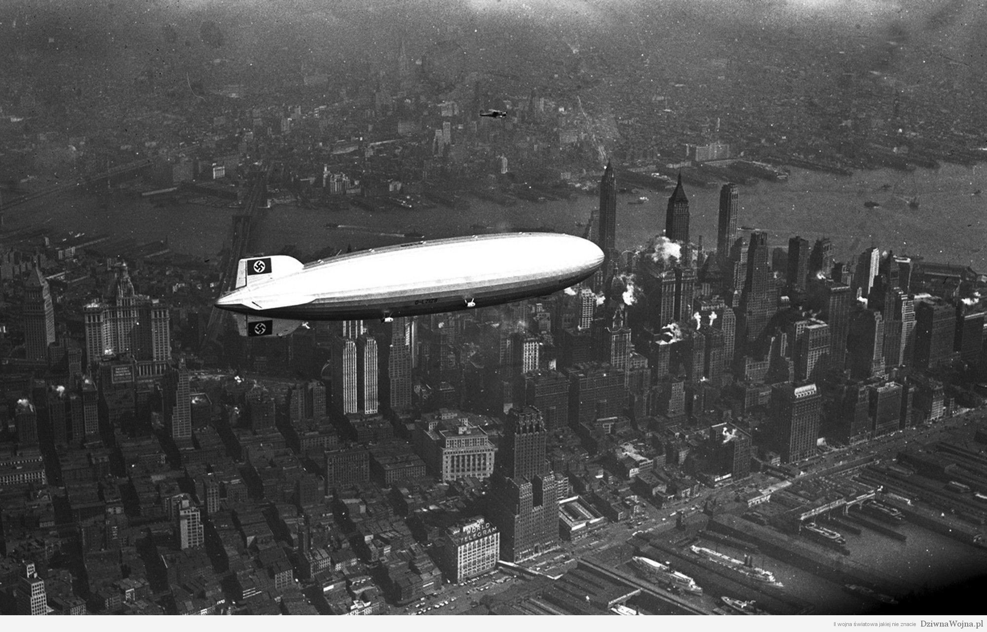 Niemiecki zeppelin hindenburg nad manhattanem1937