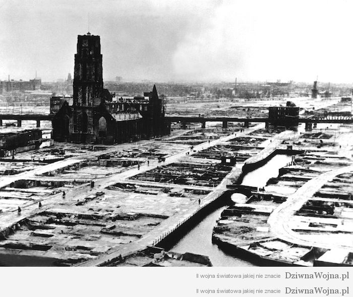 Centrum Rotterdamu kampania holenderska 1940